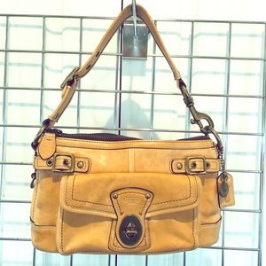 COACH LEGACY STRIPED CAMEL VACHETTA LEATHER BAG
